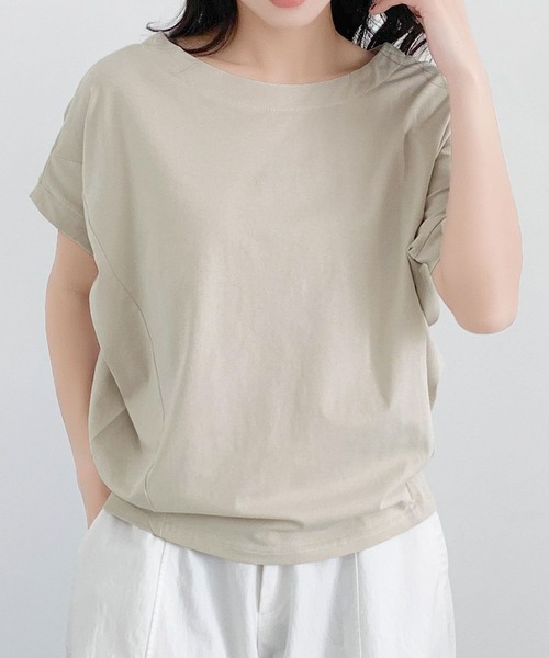 LOWO(ロワ)の「ドルマンスリーブ Tシャツ カットソー 半袖(Tシャツ/カットソー・レディース・チャコールグレー/ブラック/ベージュ/ホワイト・FREE)」の5枚目の写真