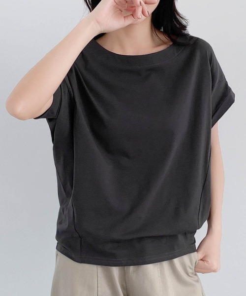 LOWO(ロワ)の「ドルマンスリーブ Tシャツ カットソー 半袖(Tシャツ/カットソー・レディース・チャコールグレー/ブラック/ベージュ/ホワイト・FREE)」の7枚目の写真