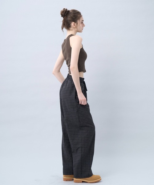 BENUA(ベヌア)の「Wide easy pants 一 ワイドイージーパンツ -(その他パンツ・レディース・チェック/カーキ・MEDIUM/LARGE)」の18枚目の写真