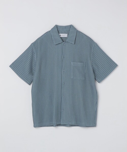City Ambient Products(シティアンビエントプロダクツ)の「City Ambient Products: オープンカラー メッシュ ストライプ ショートスリーブ シャツ(Tシャツ/カットソー・メンズ・ブラック/ライトブルー/オフホワイト/ナチュラル・SMALL/MEDIUM/LARGE)」の4枚目の写真