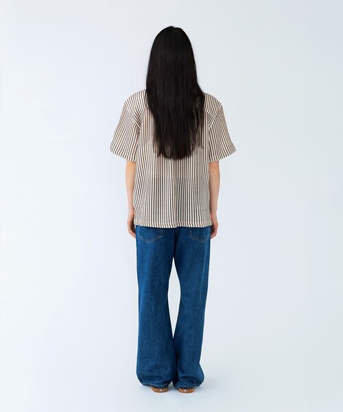 City Ambient Products(シティアンビエントプロダクツ)の「City Ambient Products: オープンカラー メッシュ ストライプ ショートスリーブ シャツ(Tシャツ/カットソー・メンズ・ブラック/ライトブルー/オフホワイト/ナチュラル・SMALL/MEDIUM/LARGE)」の7枚目の写真
