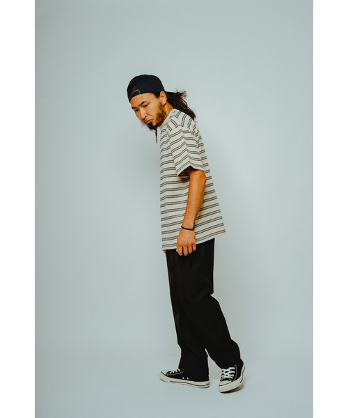 BIG MIKE（ビッグマイク）の「BIG MIKE ビックマイク / ボーダー サングラスポケット 半袖 Tシャツ //// 102628590（Tシャツ/カットソー・メンズ・サンドベージュ/ブラウン系その他/グレー×ホワイト/チャコール・MEDIUM/X-LARGE/LARGE）」の6枚目の写真