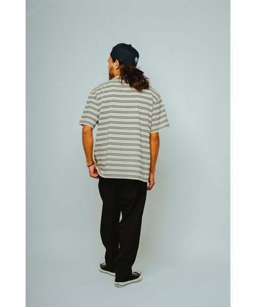 BIG MIKE（ビッグマイク）の「BIG MIKE ビックマイク / ボーダー サングラスポケット 半袖 Tシャツ //// 102628590（Tシャツ/カットソー・メンズ・サンドベージュ/ブラウン系その他/グレー×ホワイト/チャコール・MEDIUM/X-LARGE/LARGE）」の7枚目の写真