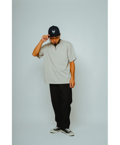 BIG MIKE（ビッグマイク）の「BIG MIKE ビックマイク / ボーダー サングラスポケット 半袖 Tシャツ //// 102628590（Tシャツ/カットソー・メンズ・サンドベージュ/ブラウン系その他/グレー×ホワイト/チャコール・MEDIUM/X-LARGE/LARGE）」の8枚目の写真
