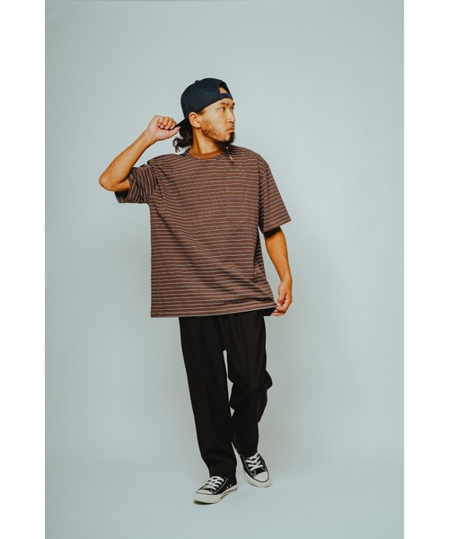 BIG MIKE（ビッグマイク）の「BIG MIKE ビックマイク / ボーダー サングラスポケット 半袖 Tシャツ //// 102628590（Tシャツ/カットソー・メンズ・サンドベージュ/ブラウン系その他/グレー×ホワイト/チャコール・MEDIUM/X-LARGE/LARGE）」の11枚目の写真