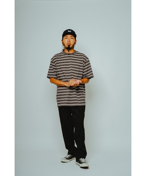 BIG MIKE（ビッグマイク）の「BIG MIKE ビックマイク / ボーダー サングラスポケット 半袖 Tシャツ //// 102628590（Tシャツ/カットソー・メンズ・サンドベージュ/ブラウン系その他/グレー×ホワイト/チャコール・MEDIUM/X-LARGE/LARGE）」の12枚目の写真