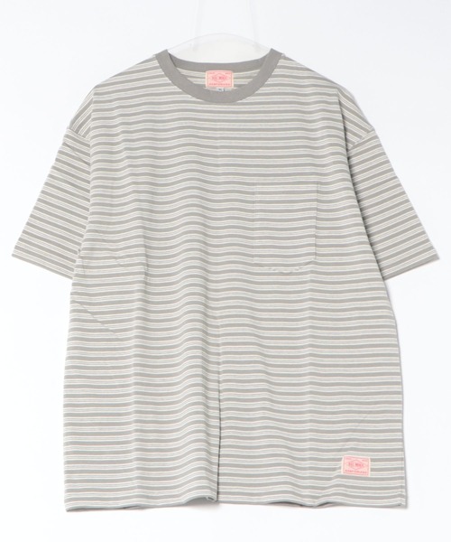 BIG MIKE（ビッグマイク）の「BIG MIKE ビックマイク / ボーダー サングラスポケット 半袖 Tシャツ //// 102628590（Tシャツ/カットソー・メンズ・サンドベージュ/ブラウン系その他/グレー×ホワイト/チャコール・MEDIUM/X-LARGE/LARGE）」の15枚目の写真