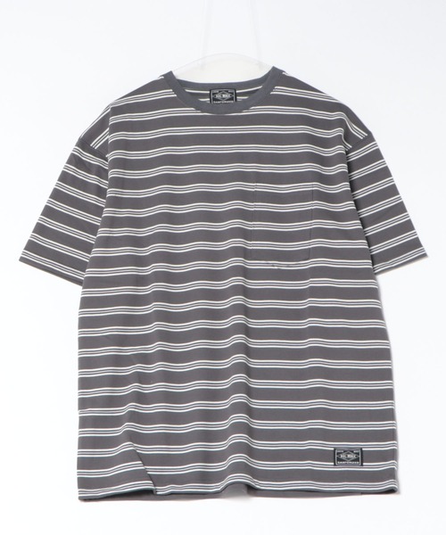 BIG MIKE（ビッグマイク）の「BIG MIKE ビックマイク / ボーダー サングラスポケット 半袖 Tシャツ //// 102628590（Tシャツ/カットソー・メンズ・サンドベージュ/ブラウン系その他/グレー×ホワイト/チャコール・MEDIUM/X-LARGE/LARGE）」の18枚目の写真