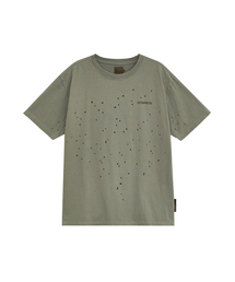 SPIRAL LIZARD DAMAGED T-SHIRTS [KHAKI]