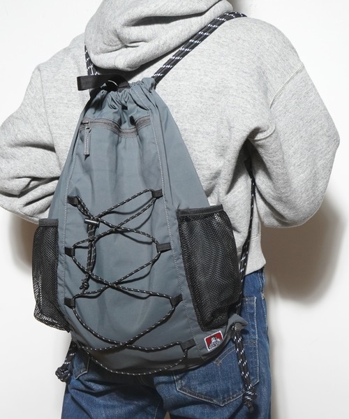 BEN DAVIS(ベンデイビス)の「RIPSTOP NAPSACK/ナップサック ファスナー A4 リップストップ生地(バックパック/リュック・メンズ・ブラック/カーキ/グレー・FREE)」の7枚目の写真