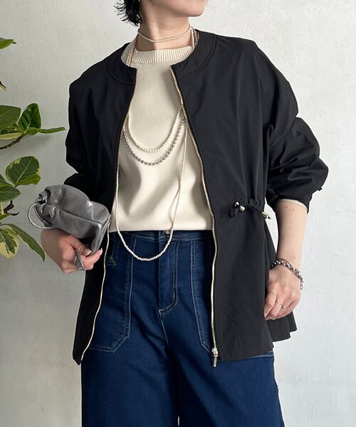 un dix cors（アンディコール）の「メモリータフタノーカラーブルゾン（ブルゾン・レディース・カーキ/ブラック/アイボリー・FREE）」の3枚目の写真