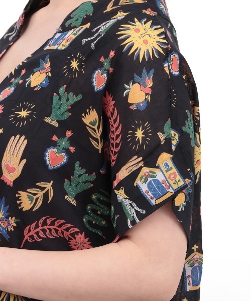 チチカカ（チチカカ）の「メヒコモチーフプリント　ワンピース（ワンピース・レディース・ブラック/ライトグリーン・FREE）」の10枚目の写真