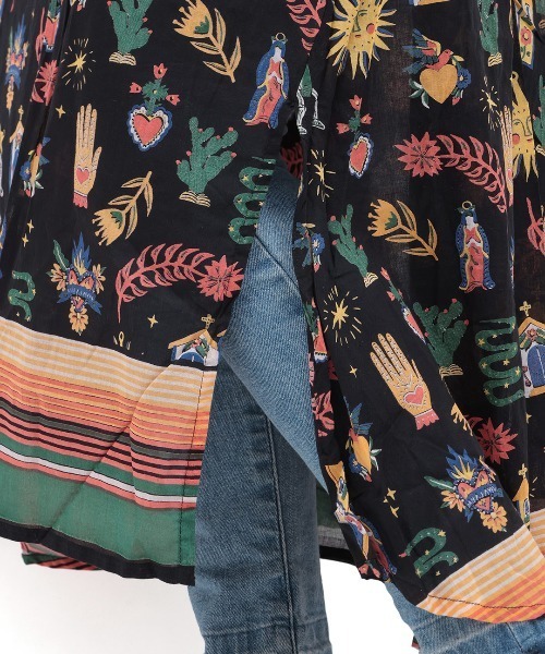 チチカカ（チチカカ）の「メヒコモチーフプリント　ワンピース（ワンピース・レディース・ブラック/ライトグリーン・FREE）」の12枚目の写真