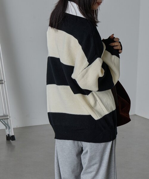 goocy(グーシー)の「バルキーボーダーラガーニット(ニット/セーター・レディース・ブラック/ブラウン・FREE)」の6枚目の写真