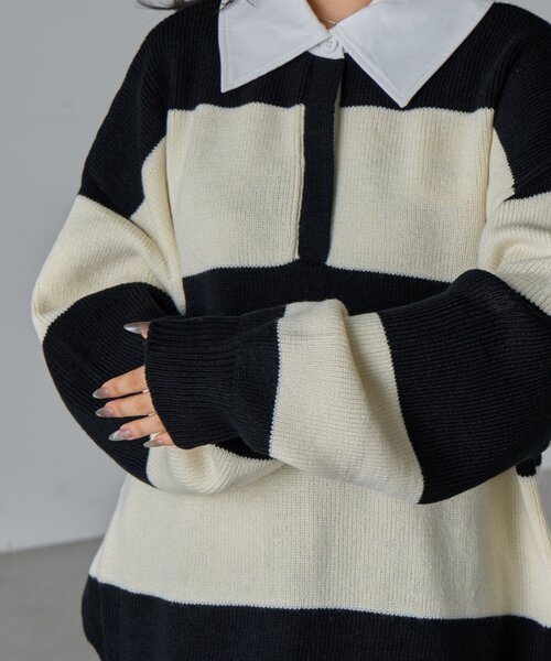 goocy(グーシー)の「バルキーボーダーラガーニット(ニット/セーター・レディース・ブラック/ブラウン・FREE)」の8枚目の写真