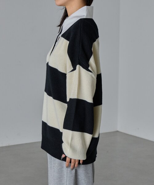 goocy(グーシー)の「バルキーボーダーラガーニット(ニット/セーター・レディース・ブラック/ブラウン・FREE)」の13枚目の写真