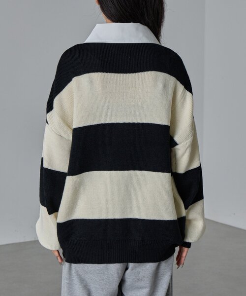 goocy(グーシー)の「バルキーボーダーラガーニット(ニット/セーター・レディース・ブラック/ブラウン・FREE)」の14枚目の写真