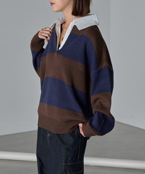 goocy(グーシー)の「バルキーボーダーラガーニット(ニット/セーター・レディース・ブラック/ブラウン・FREE)」の18枚目の写真