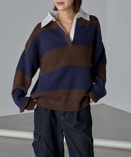 goocy(グーシー)の「バルキーボーダーラガーニット(ニット/セーター・レディース・ブラック/ブラウン・FREE)」の21枚目の写真