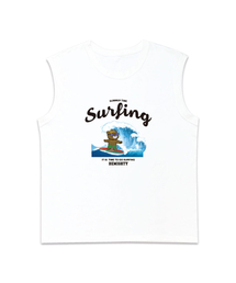 サーフィンベアスリーブレスTシャツ[ホワイト]