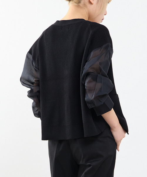 SOFFITTO（ソフィット）の「袖布帛ニットカーディガン（カーディガン/ボレロ・レディース・オフホワイト/ブラック・FREE）」の15枚目の写真