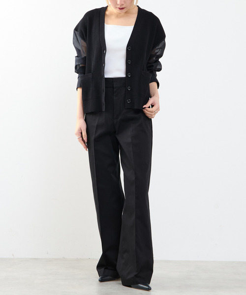 SOFFITTO（ソフィット）の「袖布帛ニットカーディガン（カーディガン/ボレロ・レディース・オフホワイト/ブラック・FREE）」の16枚目の写真