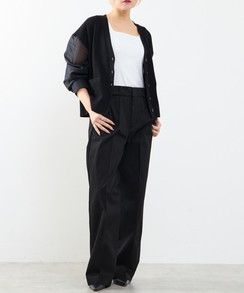 SOFFITTO（ソフィット）の「袖布帛ニットカーディガン（カーディガン/ボレロ・レディース・オフホワイト/ブラック・FREE）」の17枚目の写真