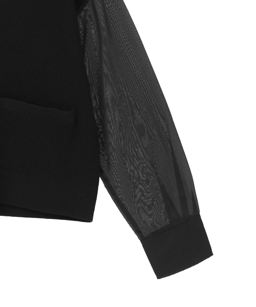 SOFFITTO（ソフィット）の「袖布帛ニットカーディガン（カーディガン/ボレロ・レディース・オフホワイト/ブラック・FREE）」の4枚目の写真