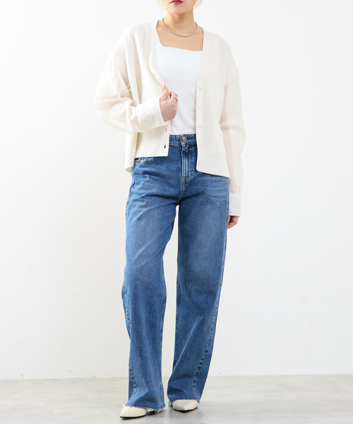 SOFFITTO（ソフィット）の「袖布帛ニットカーディガン（カーディガン/ボレロ・レディース・オフホワイト/ブラック・FREE）」の9枚目の写真