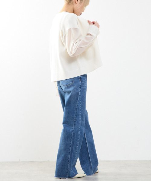 SOFFITTO（ソフィット）の「袖布帛ニットカーディガン（カーディガン/ボレロ・レディース・オフホワイト/ブラック・FREE）」の10枚目の写真