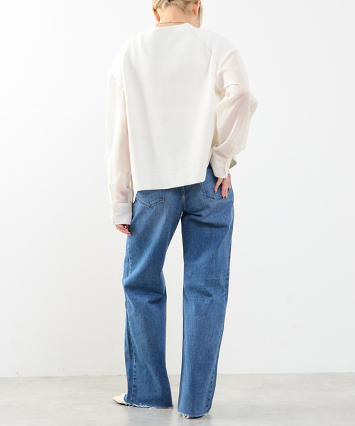 SOFFITTO（ソフィット）の「袖布帛ニットカーディガン（カーディガン/ボレロ・レディース・オフホワイト/ブラック・FREE）」の12枚目の写真