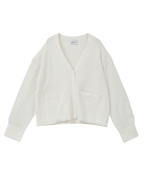 SOFFITTO（ソフィット）の「袖布帛ニットカーディガン（カーディガン/ボレロ・レディース・オフホワイト/ブラック・FREE）」の13枚目の写真