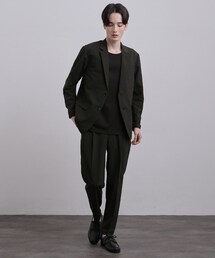 tk.TAKEO KIKUCHI（ティーケータケオキクチ）の「【上下2点セットアップ】AIRY DRY アソートセットアップ 吸水速乾/UVカット/マシーンウォッシャブル/ノーカラージャケット/シングルジャケット/ワイドテーパードパンツ（セットアップ）」