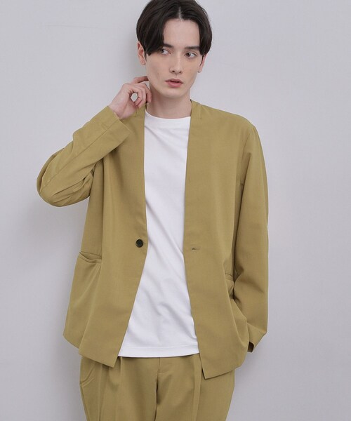 tk.TAKEO KIKUCHI（ティーケータケオキクチ）の「【上下2点セットアップ】AIRY DRY アソートセットアップ 吸水速乾/UVカット/マシーンウォッシャブル/ノーカラージャケット/シングルジャケット/ワイドテーパードパンツ（セットアップ・メンズ・ネイビー系/ブラック/ブラック系/ベージュ系/ネイビー/ベージュ・02/03/04/01）」の13枚目の写真