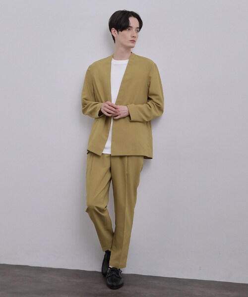 tk.TAKEO KIKUCHI（ティーケータケオキクチ）の「【上下2点セットアップ】AIRY DRY アソートセットアップ 吸水速乾/UVカット/マシーンウォッシャブル/ノーカラージャケット/シングルジャケット/ワイドテーパードパンツ（セットアップ・メンズ・ネイビー系/ブラック/ブラック系/ベージュ系/ネイビー/ベージュ・02/03/04/01）」の10枚目の写真