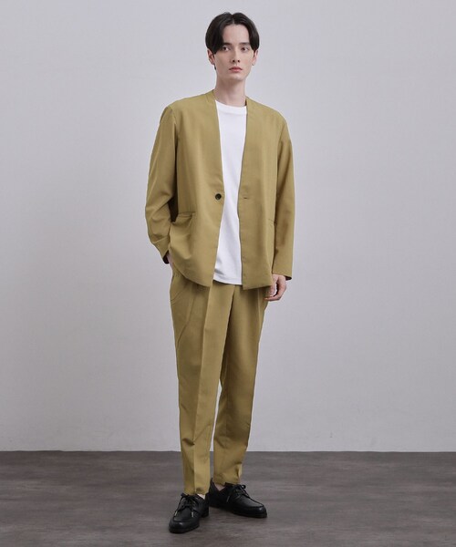 tk.TAKEO KIKUCHI（ティーケータケオキクチ）の「【上下2点セットアップ】AIRY DRY アソートセットアップ 吸水速乾/UVカット/マシーンウォッシャブル/ノーカラージャケット/シングルジャケット/ワイドテーパードパンツ（セットアップ・メンズ・ネイビー系/ブラック/ブラック系/ベージュ系/ネイビー/ベージュ・02/03/04/01）」の8枚目の写真