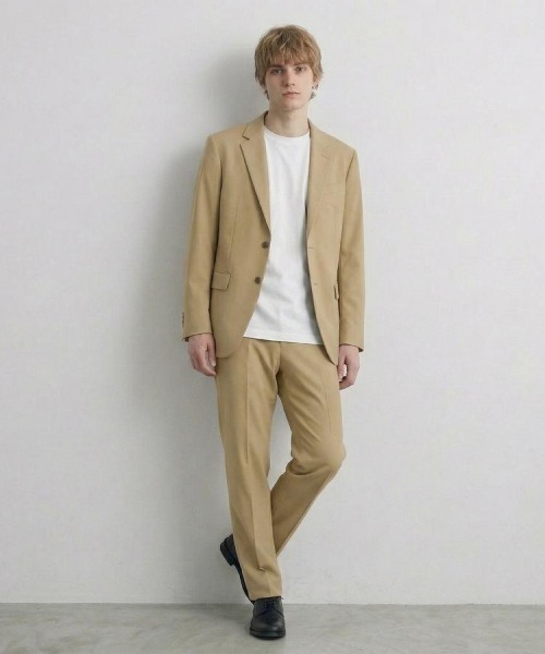 tk.TAKEO KIKUCHI（ティーケータケオキクチ）の「【上下2点セットアップ】AIRY DRY アソートセットアップ 吸水速乾/UVカット/マシーンウォッシャブル/ノーカラージャケット/シングルジャケット/ワイドテーパードパンツ（セットアップ・メンズ・ネイビー系/ブラック/ブラック系/ベージュ系/ネイビー/ベージュ・02/03/04/01）」の4枚目の写真