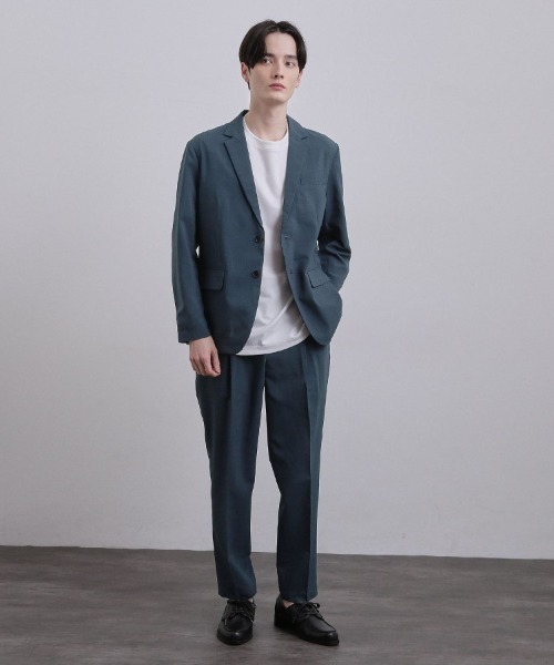 tk.TAKEO KIKUCHI（ティーケータケオキクチ）の「【上下2点セットアップ】AIRY DRY アソートセットアップ 吸水速乾/UVカット/マシーンウォッシャブル/ノーカラージャケット/シングルジャケット/ワイドテーパードパンツ（セットアップ・メンズ・ネイビー系/ブラック/ブラック系/ベージュ系/ネイビー/ベージュ・02/03/04/01）」の6枚目の写真