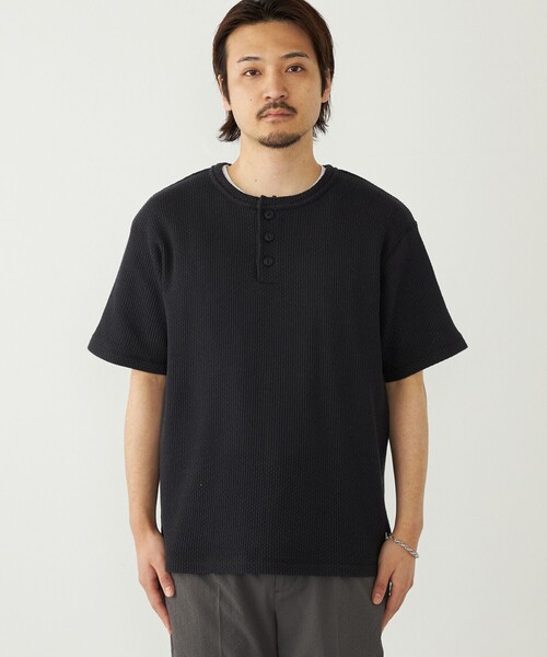 SHIPS Colors（シップス カラーズ）の「SHIPS Colors:ローゲージ カノコ ヘンリーネック Tシャツ◇（Tシャツ/カットソー・メンズ・ブラック/ライトホワイト・MEDIUM/LARGE/X-LARGE）」の12枚目の写真