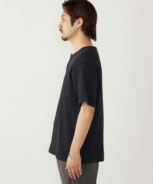 SHIPS Colors（シップス カラーズ）の「SHIPS Colors:ローゲージ カノコ ヘンリーネック Tシャツ◇（Tシャツ/カットソー・メンズ・ブラック/ライトホワイト・MEDIUM/LARGE/X-LARGE）」の13枚目の写真