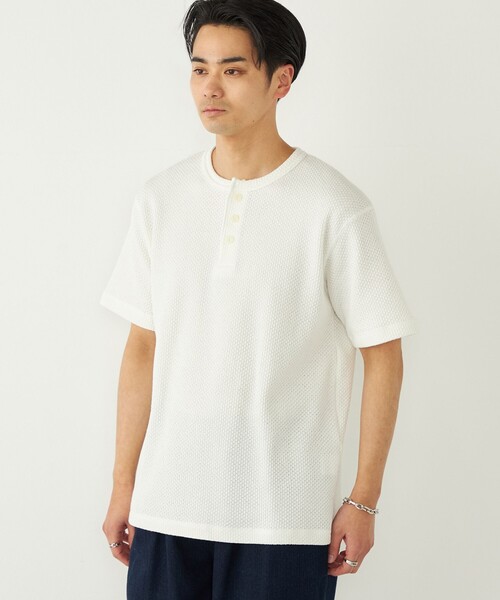 SHIPS Colors（シップス カラーズ）の「SHIPS Colors:ローゲージ カノコ ヘンリーネック Tシャツ◇（Tシャツ/カットソー・メンズ・ブラック/ライトホワイト・MEDIUM/LARGE/X-LARGE）」の17枚目の写真
