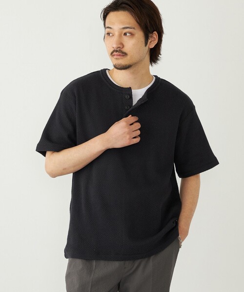 SHIPS Colors（シップス カラーズ）の「SHIPS Colors:ローゲージ カノコ ヘンリーネック Tシャツ◇（Tシャツ/カットソー・メンズ・ブラック/ライトホワイト・MEDIUM/LARGE/X-LARGE）」の21枚目の写真
