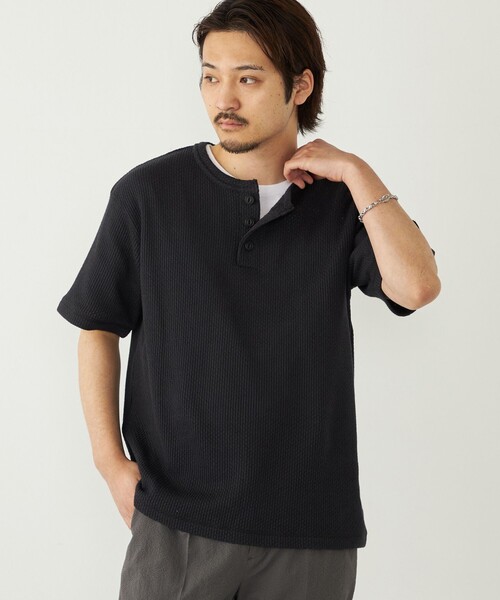 SHIPS Colors（シップス カラーズ）の「SHIPS Colors:ローゲージ カノコ ヘンリーネック Tシャツ◇（Tシャツ/カットソー・メンズ・ブラック/ライトホワイト・MEDIUM/LARGE/X-LARGE）」の22枚目の写真