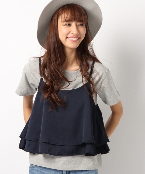 Heather（ヘザー）の「サテンティアードキャミ　712913（キャミソール・レディース・ライトグレー/ベージュ系その他/レッド系その他/ネイビー・FREE）」の4枚目の写真