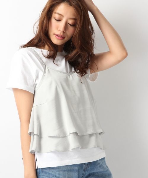 Heather（ヘザー）の「サテンティアードキャミ　712913（キャミソール・レディース・ライトグレー/ベージュ系その他/レッド系その他/ネイビー・FREE）」の2枚目の写真