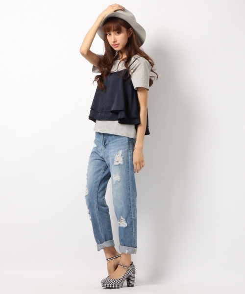 Heather（ヘザー）の「サテンティアードキャミ　712913（キャミソール・レディース・ライトグレー/ベージュ系その他/レッド系その他/ネイビー・FREE）」の11枚目の写真