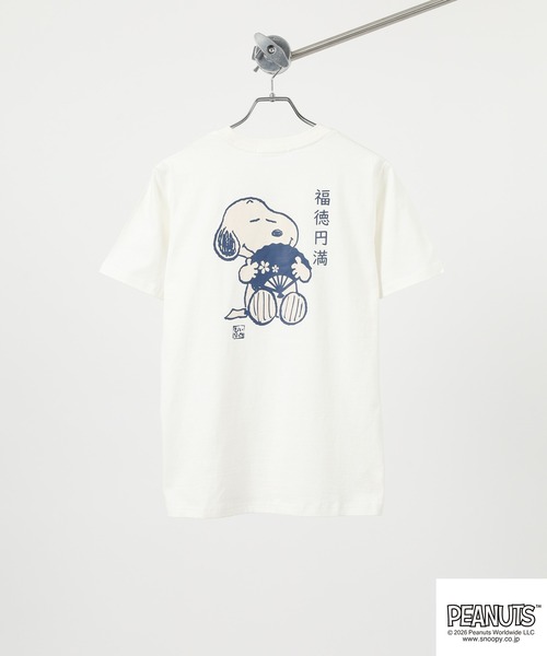 PEANUTS(ピーナッツ)の「PEANUTS スヌーピー柄プリント天竺Tシャツ 半袖(Tシャツ/カットソー・メンズ・ネイビー/オフホワイト・L/M/LL)」の12枚目の写真