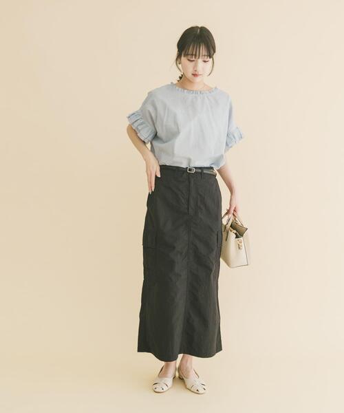 ITEMS URBANRESEARCH(アイテムズ アーバンリサーチ)の「ベルト付きカーゴスカート(スカート・レディース・ブラック/モカ・FREE)」の16枚目の写真