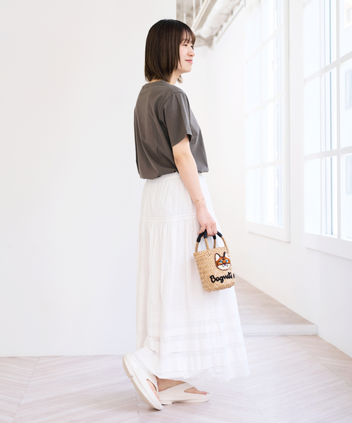 U by SPICK&SPAN（ユーバイスピックアンドスパン）の「コットンポプリンタックフレアスカート（スカート・レディース・ブラック/ホワイト・FREE）」の17枚目の写真