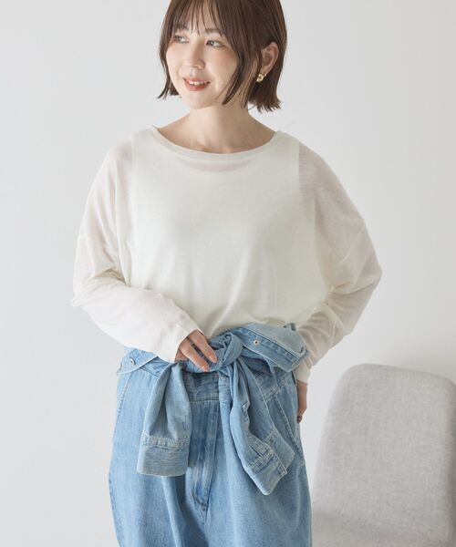 AMERICAN HOLIC(アメリカンホリック)の「シアーカラープルオーバー(Tシャツ/カットソー・レディース・オフホワイト/イエロー/モカ/ピンク・L/M)」の2枚目の写真